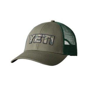 YETI Camo Logo Badge Trucker Hat Olive