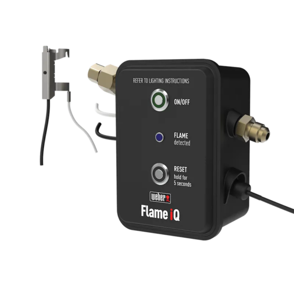 Electronic device suited to the Generation 2 Weber baby Q that tests for flame and reignites if flame goes out.