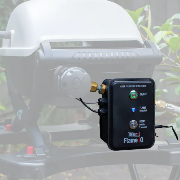 Electronic device suited to the Generation 2 Weber baby Q that tests for flame and reignites if flame goes out.
