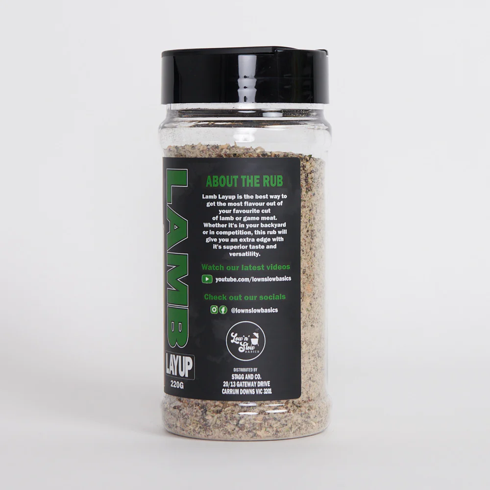 Lamb Layup 3 Barbeque seasoning to use on different meats while cooking.