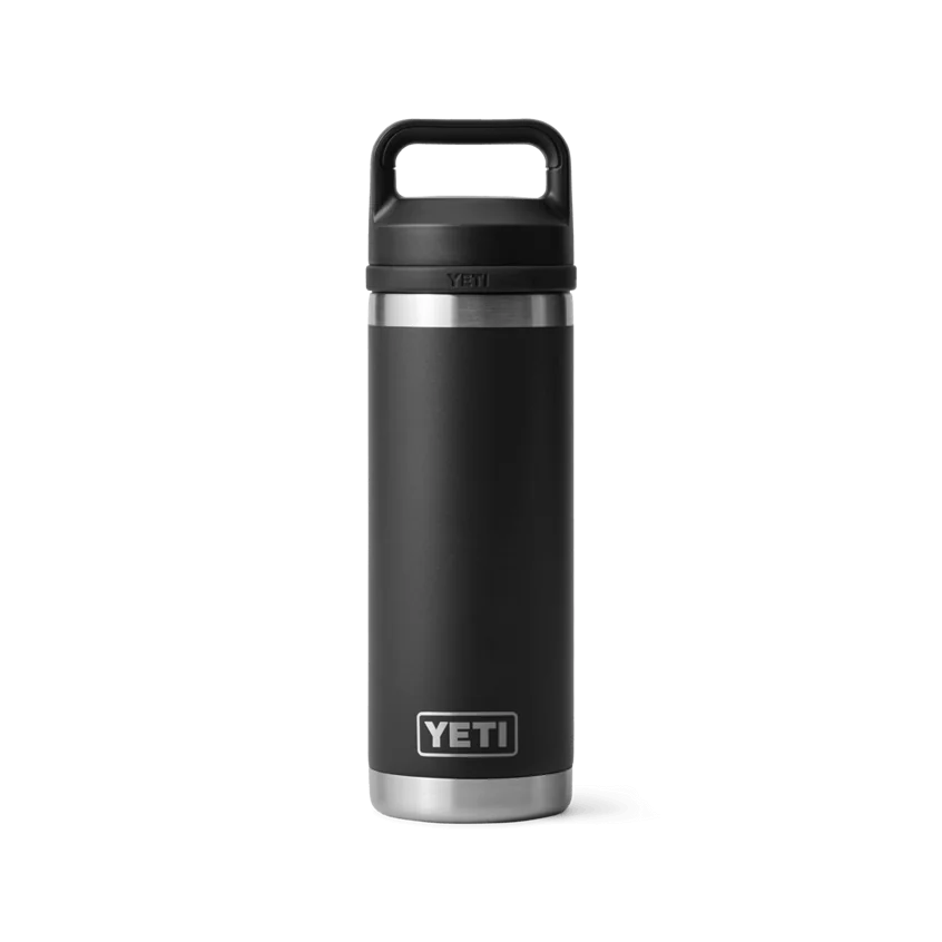 Rambler-18-oz-Bottle-Black Yeti Insulated Bottle to keep liquid hot or cold.