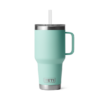 Double wall insulated mugs featuring a straw lid to keep beverages cold.